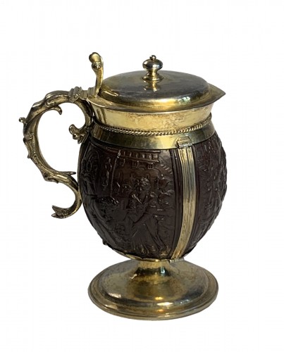 An English silver-gilt mounted coconut tankard, 17th century