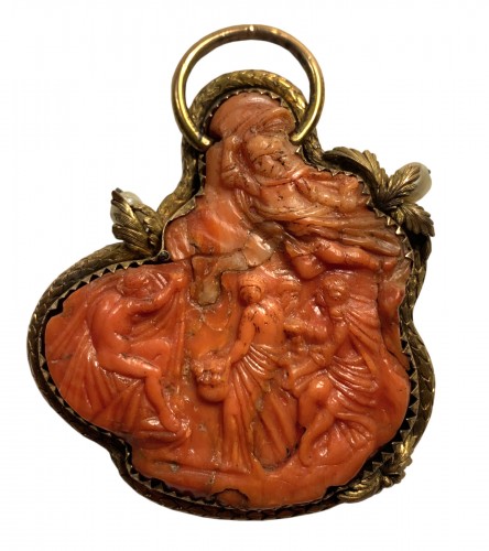 A silver-gilt mounted coral cameo - Trapani, late 16th century
