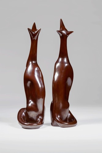 Japanese bronze By Sakai KOZAN - &#039;tsuki Miru Kitsune&#039;  - 