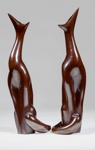 Japanese bronze By Sakai KOZAN - &#039;tsuki Miru Kitsune&#039;  - 50