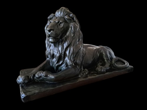 Asian Works of Art  - Japanese Bronze By Ichiga NUMATA - Reclining Lion