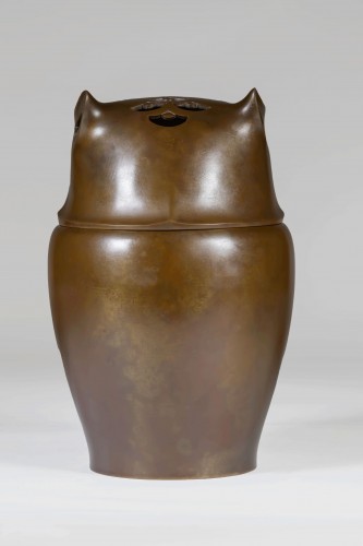 Bronze japonais de Sugai SHÔZÔ - Brûle parfum Hibou - Thienpont Fine Art