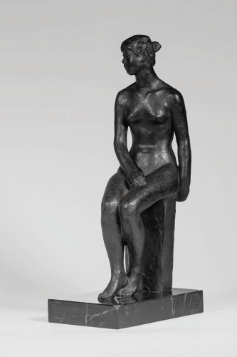 Japanese bronze by Hiroyuki WATANABE – Seated nude woman - Asian Works of Art Style 