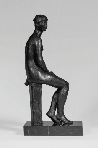 Asian Works of Art  - Japanese bronze by Hiroyuki WATANABE – Seated nude woman