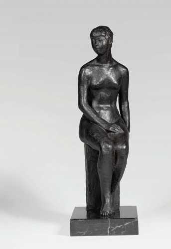 Japanese bronze by Hiroyuki WATANABE – Seated nude woman - 