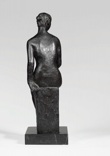 20th century - Japanese bronze by Hiroyuki WATANABE – Seated nude woman
