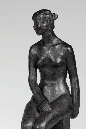 Japanese bronze by Hiroyuki WATANABE – Seated nude woman - 