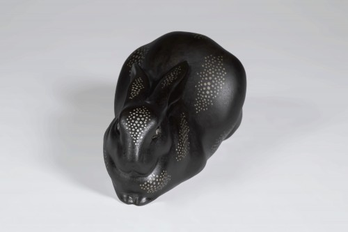 XXe siècle - Lapin - Bronze japonais de Takahashi Kaishu (1905-2004) 