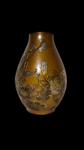 Vase Japonais en bronze d’Ishikawa (MITSUAKI) KOMEI (1852-1913) - Chrysanthèmes - Arts d