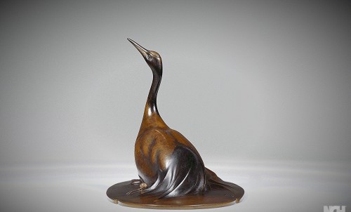 Asian Works of Art  - Minogame and Cranen Japanese Bronze by Katô TATSUO