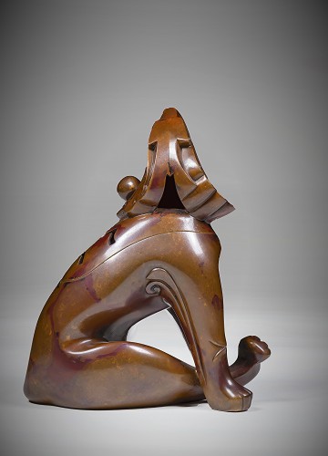 Asian Works of Art  - Lion, Incense Burner - Japanese Bronze By Hasuda Shûgorô