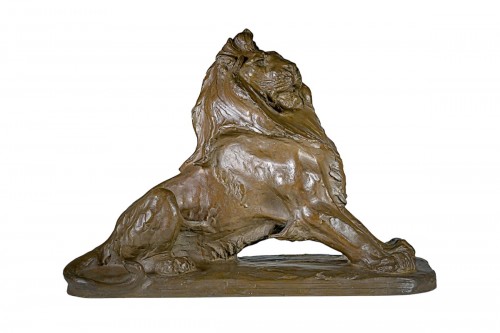 Lion, Japanese Bronze By Uichirô Ogura (1881-1962), Dated 1939