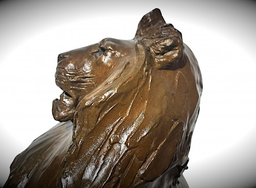 Lion, Japanese Bronze By Uichirô Ogura (1881-1962), Dated 1939 - 