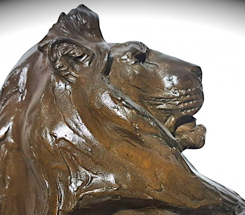  - Lion, Japanese Bronze By Uichirô Ogura (1881-1962), Dated 1939