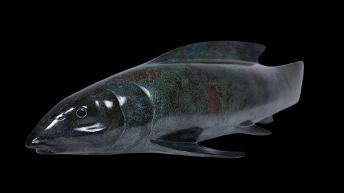 Asian Works of Art  - Japanese bronze by Ota Ryohei (1913-1997)   Koi Carp