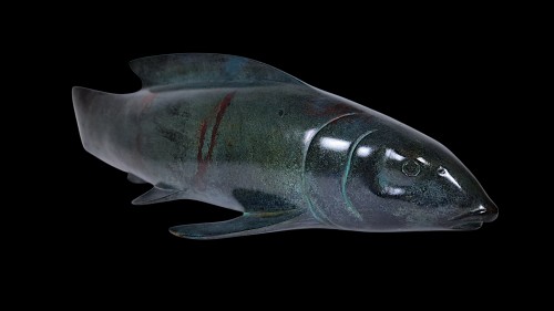 Japanese bronze by Ota Ryohei (1913-1997)   Koi Carp - 