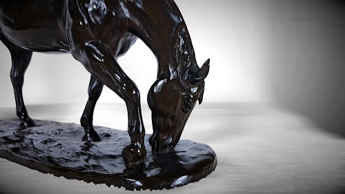 Antiquités - Bronze Japonais d’Itô KUNIO - un cheval paissant