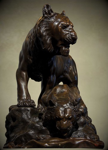 Japanese Bronze Genryusai SEIYA - A Tiger And Its Cub - 