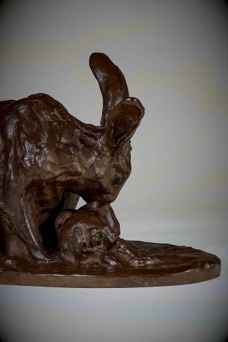  - Japanese bronze by Ikeda YÛHACHI  - Hare with Leveret