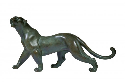 Bronze Japonais de Tsuda EIJU - Panthère marchant