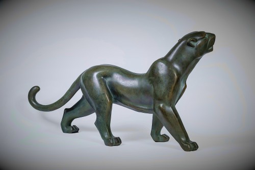 XXe siècle - Bronze Japonais de Tsuda EIJU - Panthère marchant