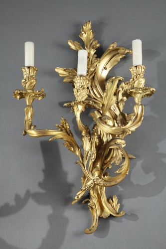Lighting  -  Pair of Rocaille Style Gilded Bronze Wall-Lights, France Circa 1880