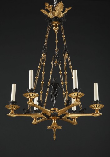 “Crotales Player” Chandelier attr. to F. Barbedienne, France, circa 1860 - Lighting Style Napoléon III
