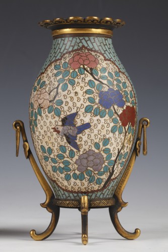 Objet de décoration Cassolettes, coupe et vase - Paire de petits vases en émail cloisonné par F. Barbedienne, France circa 1880