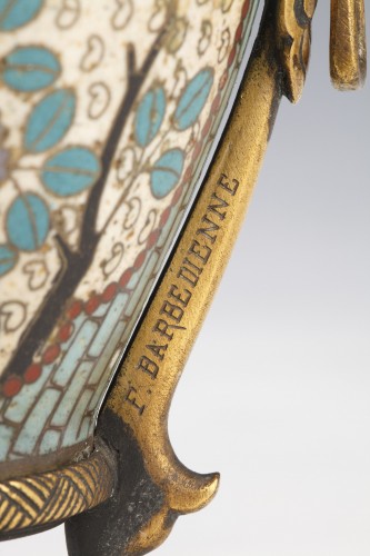 Antiquités - Pair of small cloisonne enamel Vases by F. Barbedienne, France, circa 1880