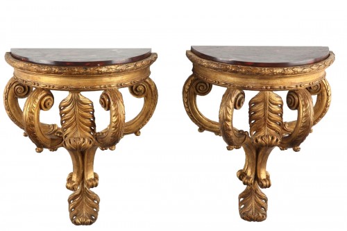 Pair of Giltwood Console d'Applique, Italy Circa 1860