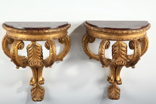 Pair of Giltwood Console d&#039;Applique, Italy Circa 1860 - Furniture Style Napoléon III