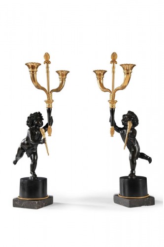 Paire de candélabres aux Amours, France circa 1820