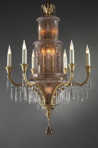 Oriental Style Crystal and Gilded Bronze Chandelier, France Circa 1900 - 