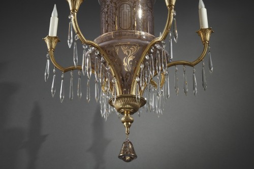 Oriental Style Crystal and Gilded Bronze Chandelier, France Circa 1900 - 