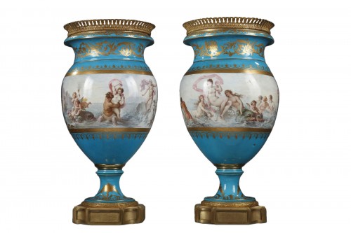 Pair of Neptune and Venus Porcelain Vases, France Circa 1880