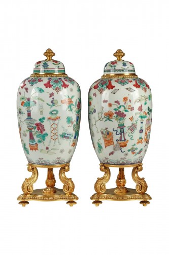 Pair of Covered Jars attr. to l'Escalier de Cristal, France circa 1860