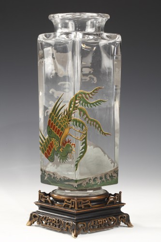 Verrerie, Cristallerie  - Paire de vases en cristal aux Oiseaux de Paradis, France circa 1880