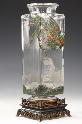 XIXe siècle - Paire de Vases en cristal aux Oiseaux de Paradis, France circa 1880