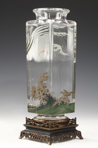 Paire de vases en cristal aux Oiseaux de Paradis, France circa 1880 - 