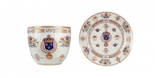 Cache-pot et Plat attribué à Samson et Cie, France circa 1880