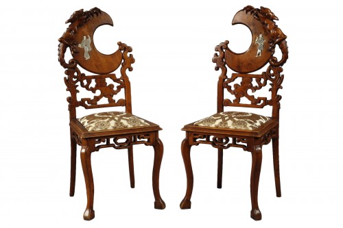 Pair of Japanese style Chairs attributed to G. Viardot, France circa 1880