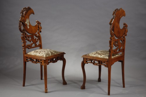 Pair of Japanese style Chairs attributed to G. Viardot, France circa 1880 - Seating Style 