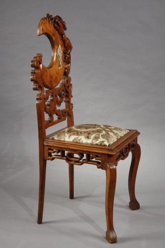 Antiquités - Paire de chaises japonisantes attribuée à G. Viardot, France circa 1880