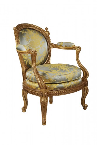 Charmant fauteuil d'enfant en bois doré d'après G. Jacob, France circa 1880