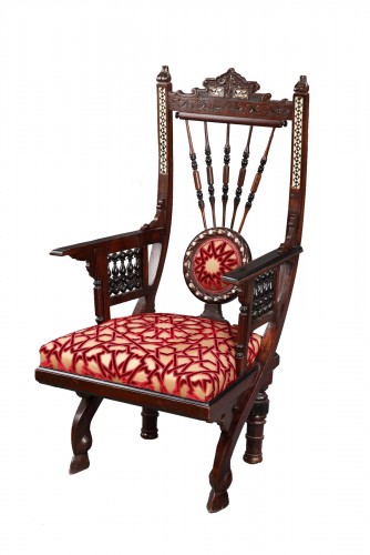 Fauteuil orientaliste attribué à G. Parvis, Italie circa 1880