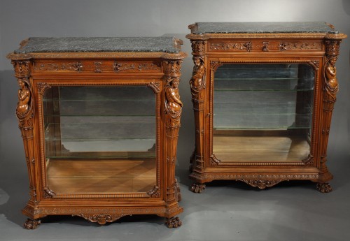 Pair of Neo-Renaissance Vitrines attributed to H-A Fourdinois, France circa 1860 - Furniture Style 