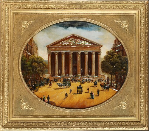 Paire de fixés-sous-verre - La Madeleine et de l'Opéra Garnier, France circa 1880 - Tableaux et dessins Style 