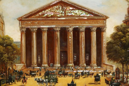 Tableaux et dessins Tableaux XIXe siècle - Paire de fixés-sous-verre - La Madeleine et de l'Opéra Garnier, France circa 1880