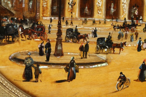 Antiquités - Paintings on Glass - the Madeleine and the Opéra Garnier, France circa.1880