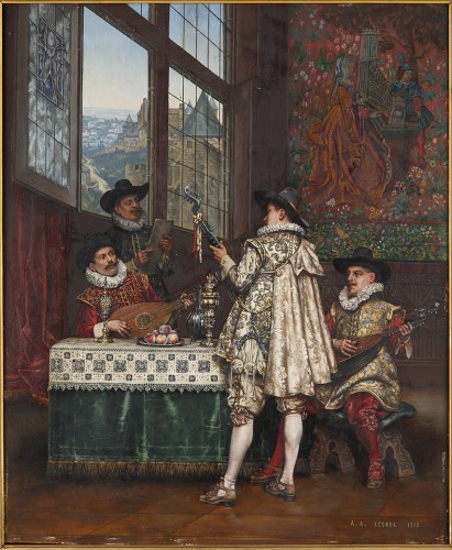 The Musicians by A. A. Lesrel, French School 1912 - Paintings & Drawings Style 